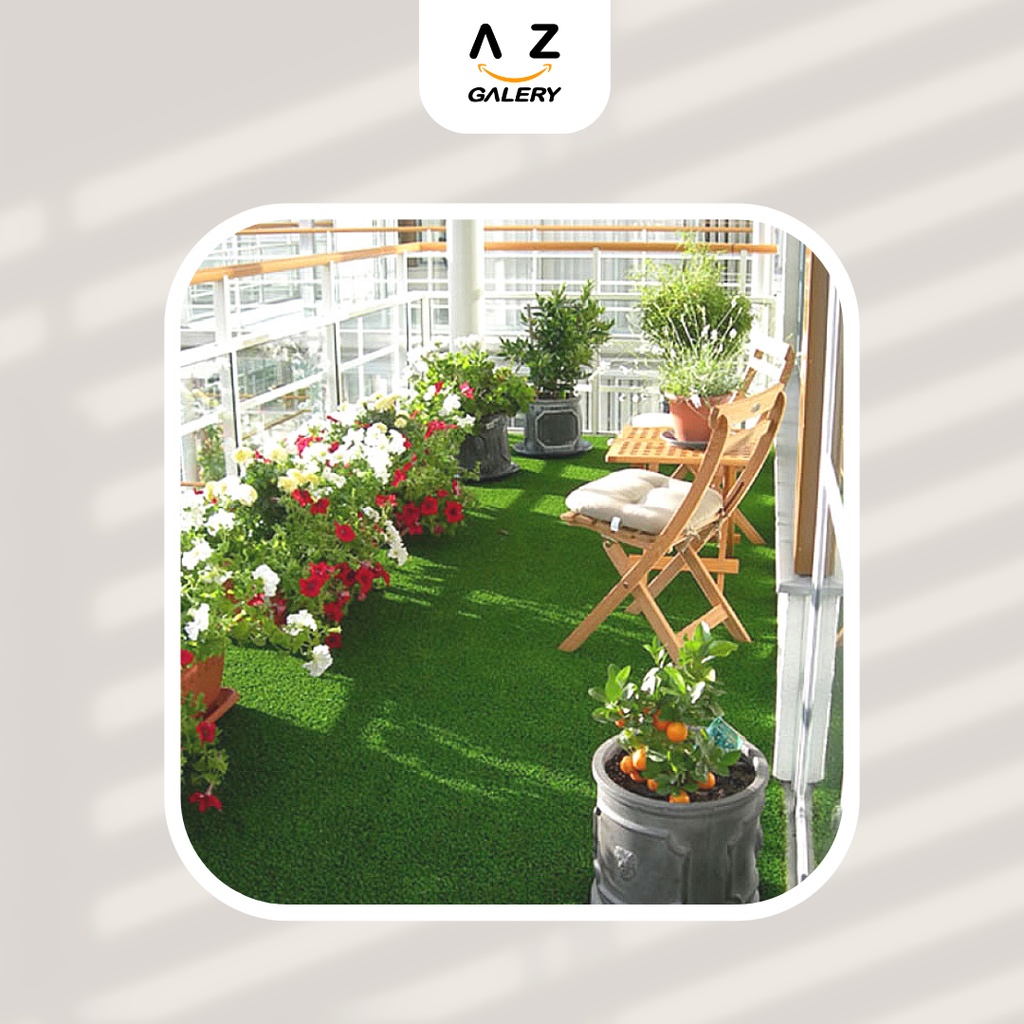 Rumput Sintetis Tipe Swiss Permeter 1m x 1m Karpet Rumput Taman Dan Playground Anak Artificial Grass Indoor Home Decor PBP133 Azgalery