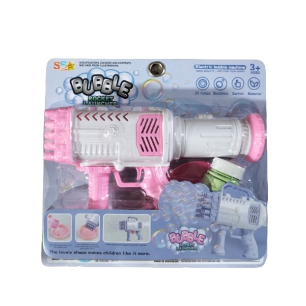 SS 1527 (KEMASAN PRESS) MAINAN BUBBLE ROCKET LAUCHER / BUBBLE GUN BAZOKA 25 MATA / TEMBAK GELEMBUNG BATERAI 25 MATA / ELECTRIC BUBBLE MACHINE