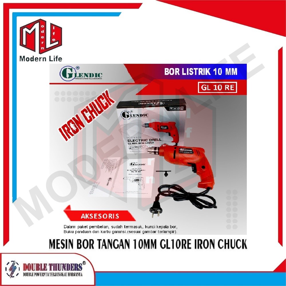 Glendic GL10RE IRON WATERPAS Mesin Bor Listrik / Mesin Bor 10mm GL10RE