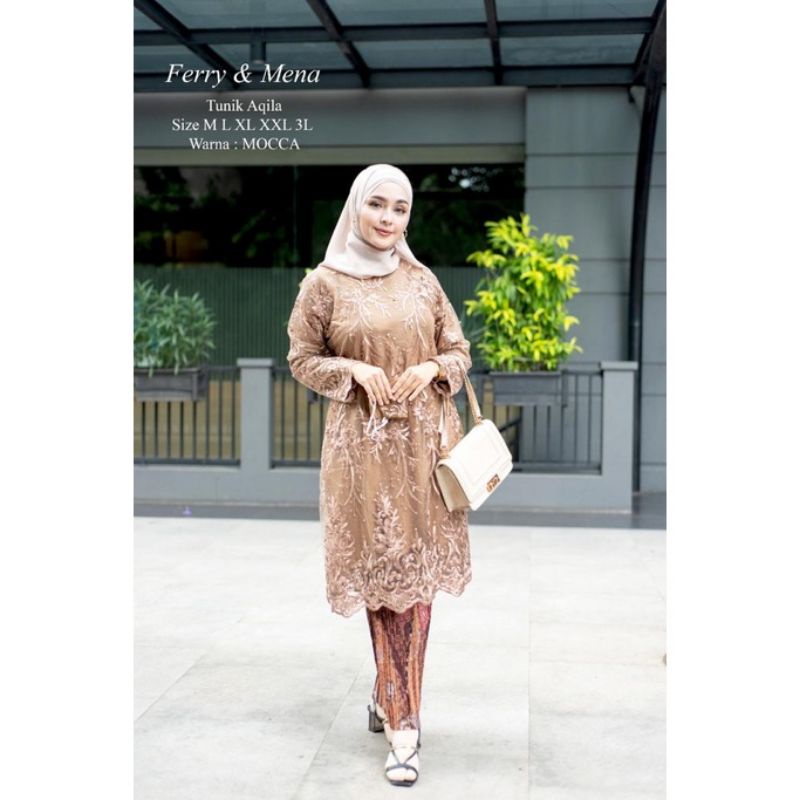 KEBAYA TUNIK AQILA JUMBO TILLE PREMIUM MUTIARA MODERN KEBAYA PESTA KEBAYA KONDANGAN KEBAYA WISUDA KEBAYA TUNIK BRUKAT