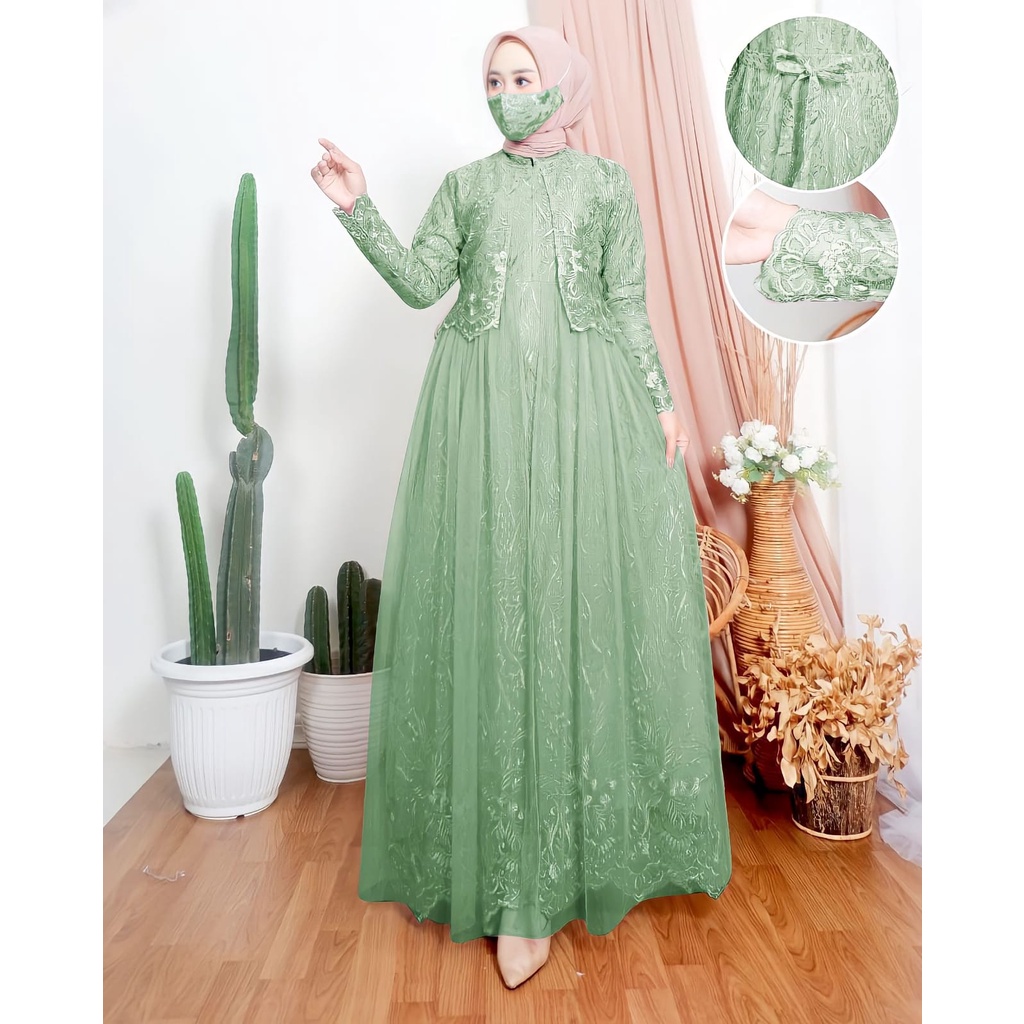 Gamis Elvira Mewah Elegant / Dress Kondangan Brukat / Gamis Maxi Brokat / Baju Kondangan / Gamis Pesta / Gamis Jumbo / Brukat Mewah Premium