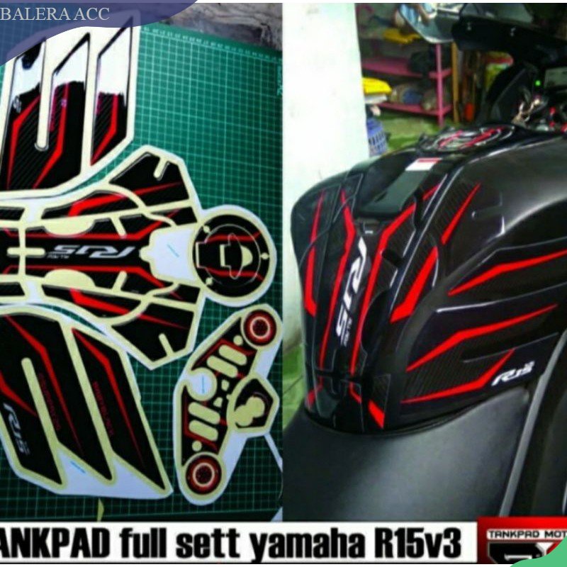 Stiker Sticker Resin Timbul Tankpad Full Set Yamaha R15 V3