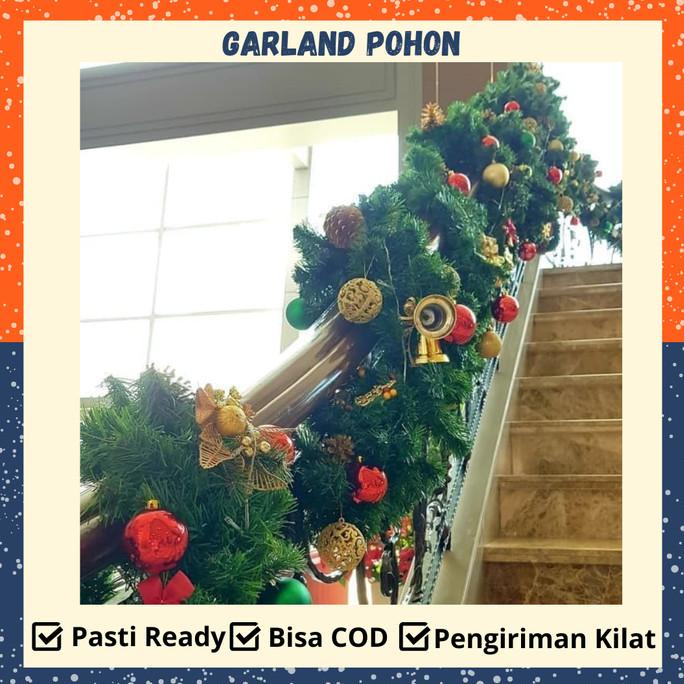 SALE Aksesoris Pohon Natal / Garland Natal / Daun Garland Hijau 2 Meter