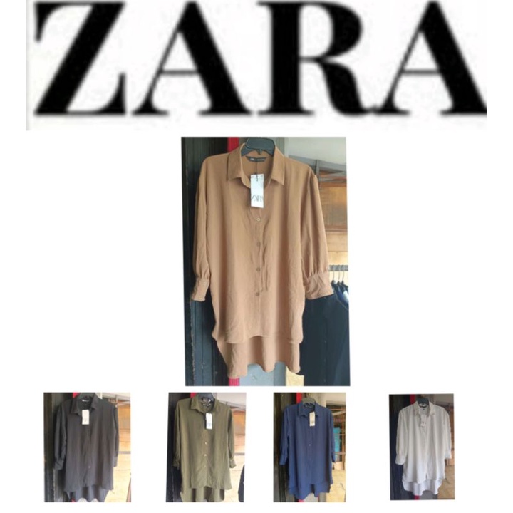 Blouse Z*AR@ Tunic Crinkle Wanita Original Branded