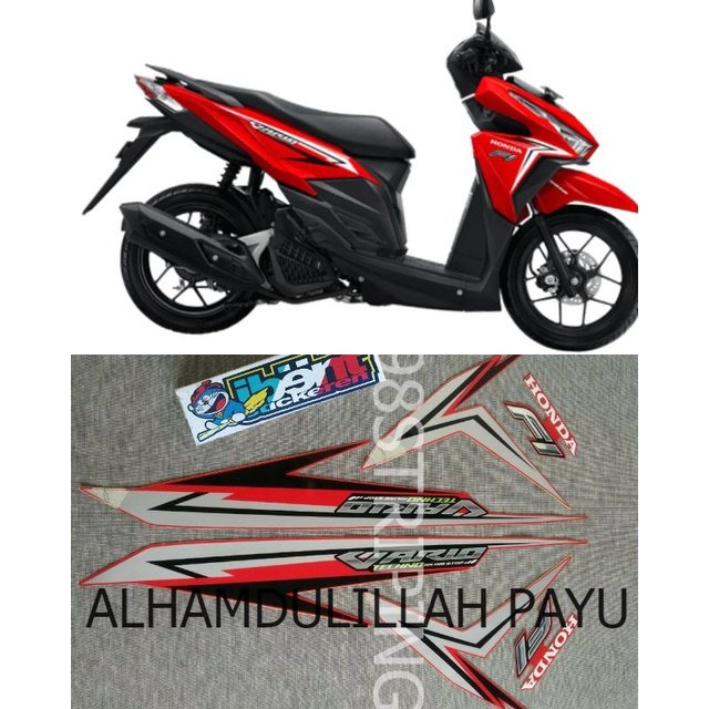 STRIPING LIS STANDAR ORI HONDA VARIO 125 F1 FI IDLING STOP TECHNO MERAH SILVER TAHUN 2016 STIKER POL