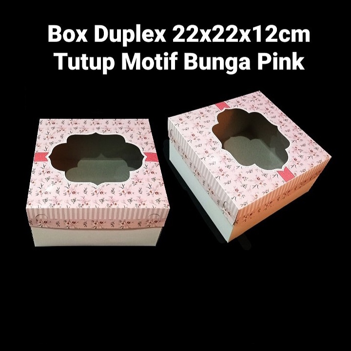 

kardus duplex dus packaging lapis legit box bingkisan kue brownis kotak motif bunga pink size 22x22x12 cm