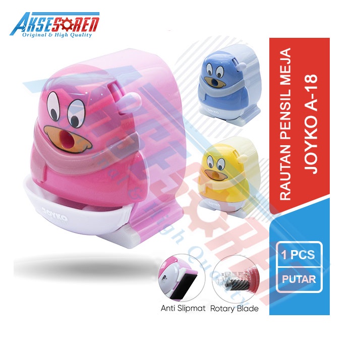 

Rautan Pensil Putar Joyko [A-18] / Serutan Putar Karakter Lucu / Kerokan Pinsil / Penserut Pencils / Serutan Meja Super Tajam Joyko Sharpener