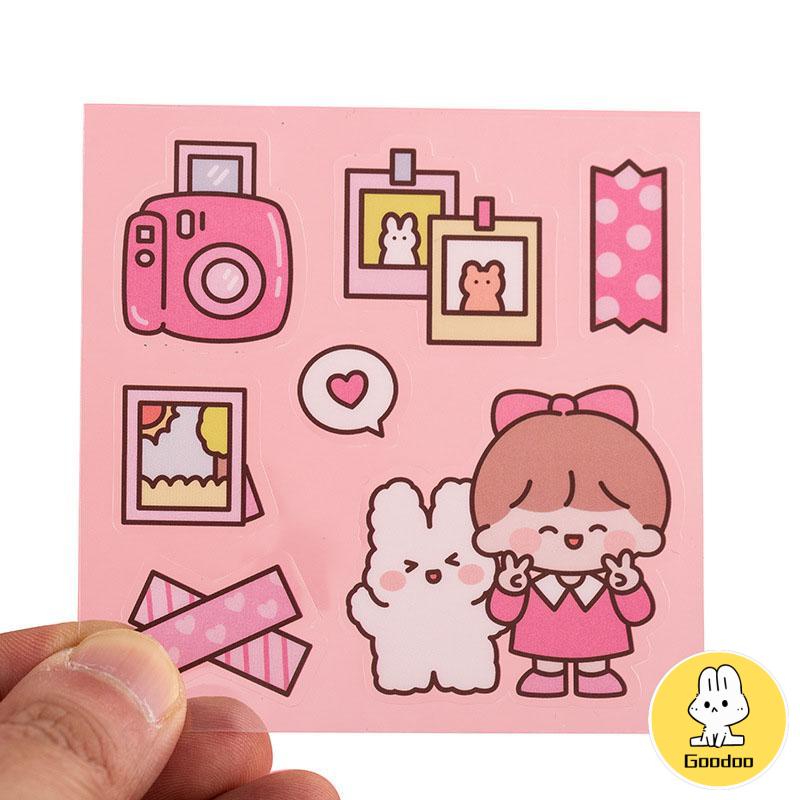 20PCS Stiker Transparan Motif Kartun /Korea Stiker Lucu Anti Air /Dekorasi Handbook Scrapbook DIY Stiker/PET Aesthetic Stiker -Doo