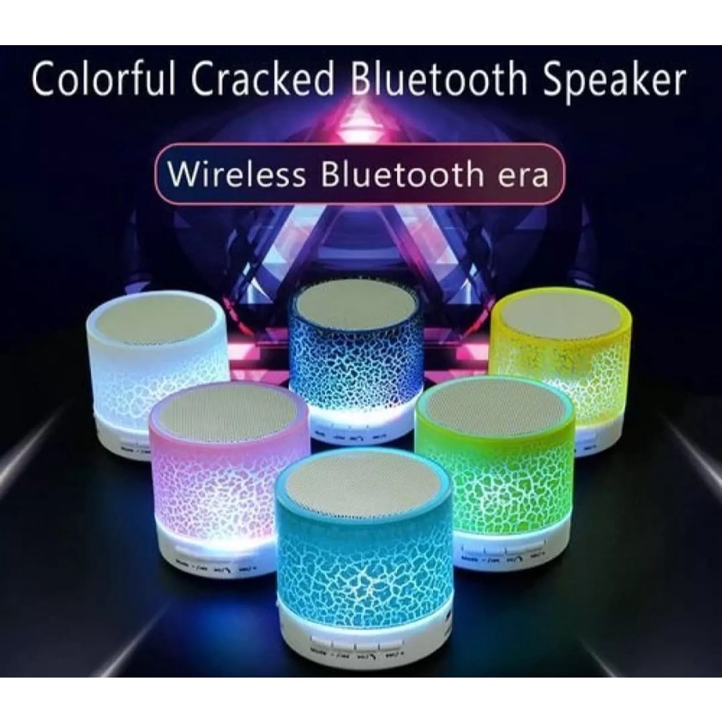 Speaker Mini Bluetooth Retak LED BT Audio Bulat Kecil Lampu Music MP3 Receiver-Speaker Bluetooth Murah Retak With LED mini S10U