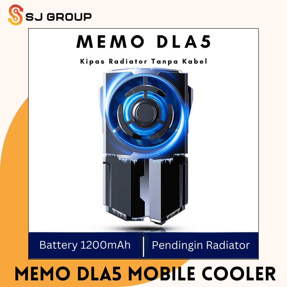 MEMO DLA5 Mobile Cooling Fan Radiator 1200mAH Battery Funcooler HP Kipas Pendingin