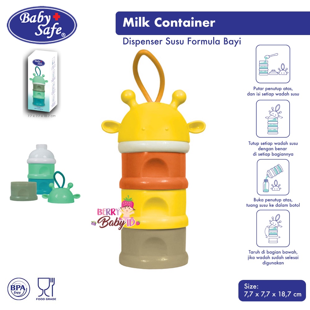 Baby Safe Milk Container 3 Tingkat Dispenser Wadah Susu Formula Bayi Berry Mart