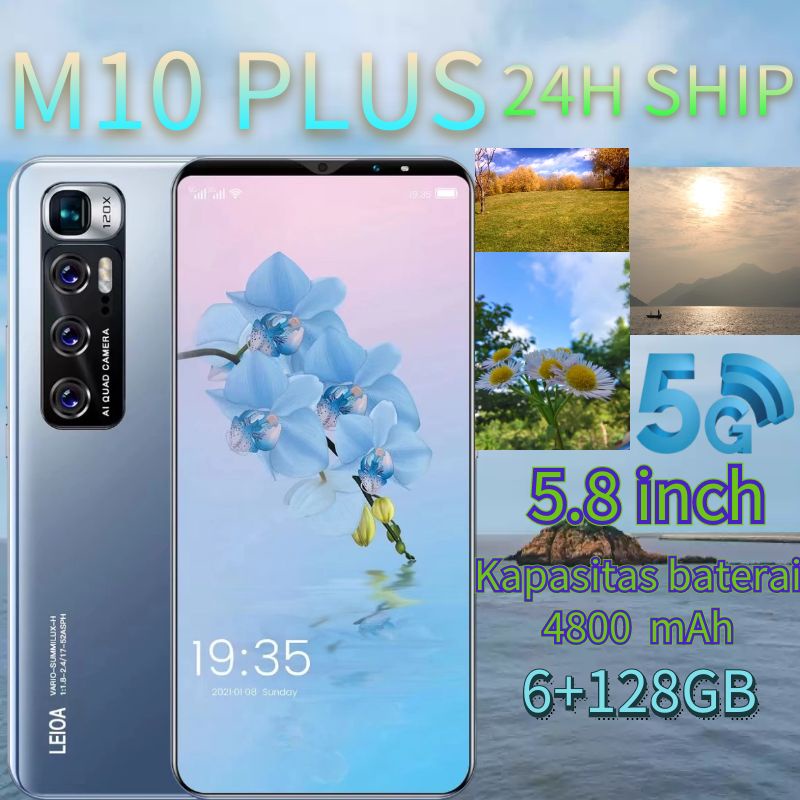 hp handphone murah hp gaming  M10 plus COD [Baru+5g+Pengiriman lokal] Android 10.0  Ponsel cerdas Layar HD RAM 6GB ROM 128GB 6.1 inci handphone murah SIM Ganda Pintar dan Siaga Ganda ponsel layar penuh Kebutuhan hiburan kantor