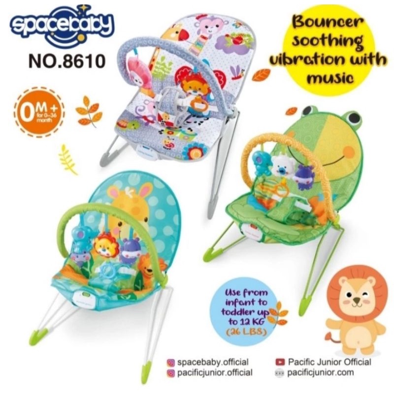 spacebaby space baby bouncer soothing vibration with music kursi ayunan bayi sb 8610