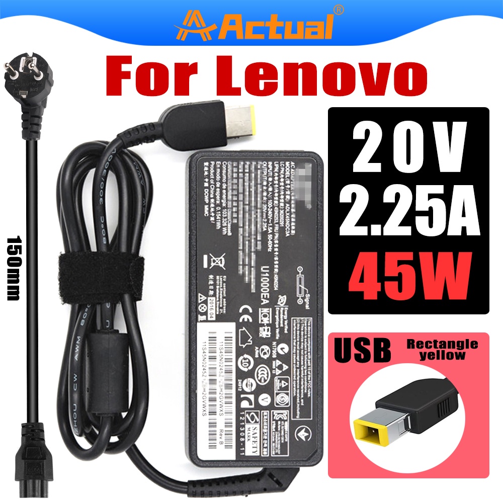 Actual【COD】20V 2.25A 45W ADLX45NCC3A USB Laptop Charger for Lenovo ThinkPad X250 20CL 20CM Yoga 2 11 11S S1 K2450 T431S X230 ADLX45NDC3A