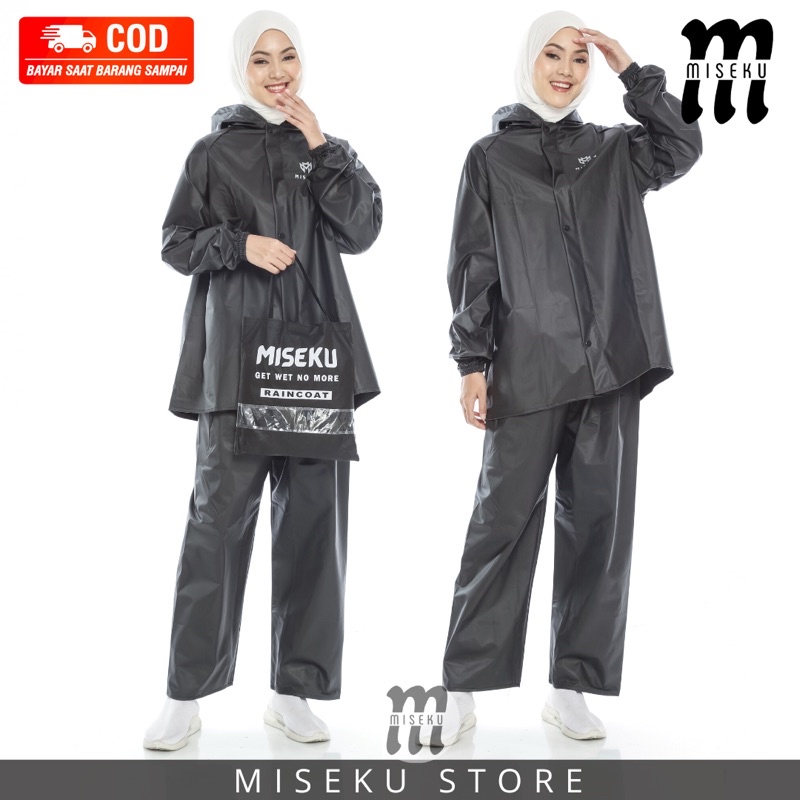 JAS HUJAN, RAINCOAT Pria Wanita Terbaik By MISEKU Anti Rembes HIJAU ARMY