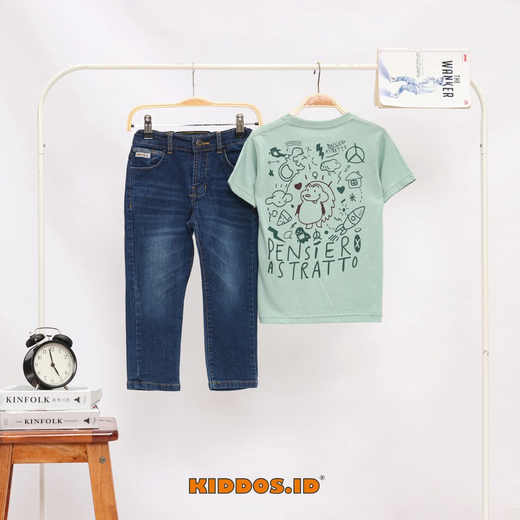 Setelan Kaos Anak / Celana Panjang Denim Anak Laki Laki PANSEIRO ASTRATTO