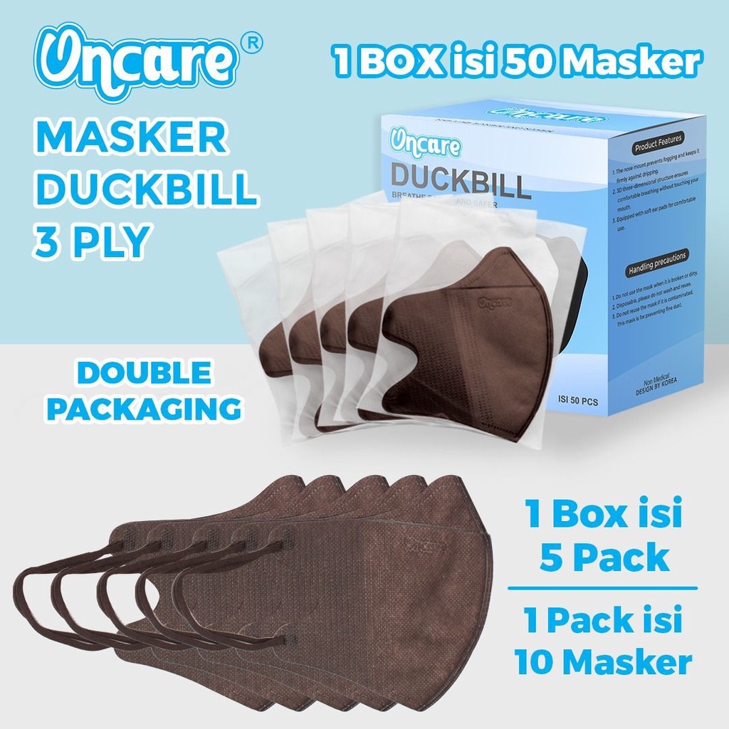 MASKER DUCKBILL ONCARE WARNA 3 PLY ISI 50 PICS