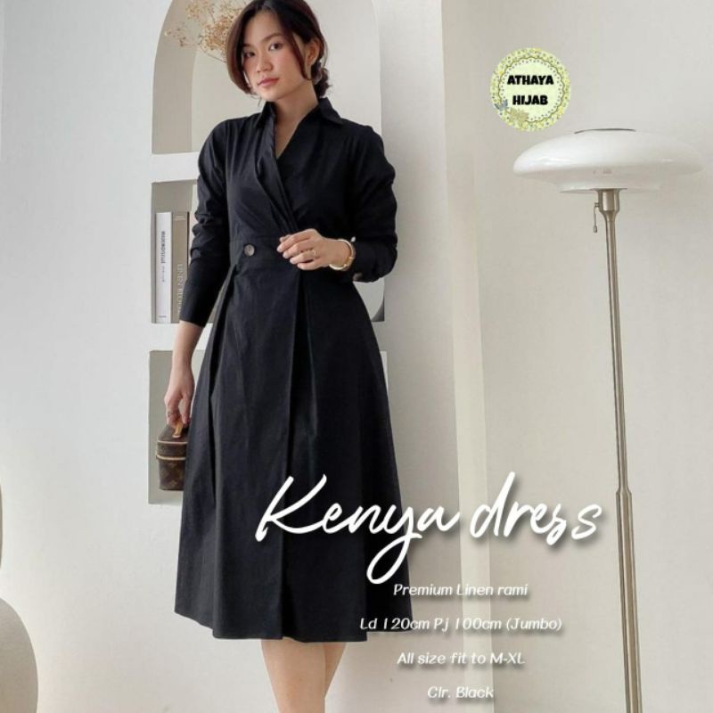 Fashion Muslim Korean Style Terbaru 2022 Viral Kekinian Dress Wanita Jumbo Korea Linen Rami LD 120 K