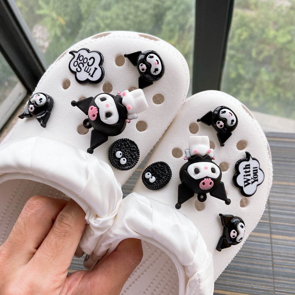 ❤️Kuromi❤️ 10pcs Liontin Sepatu Desain Kuromi Crocs Jibbitz | Jibbitz Gantungan Sepatu Bentuk Crocs