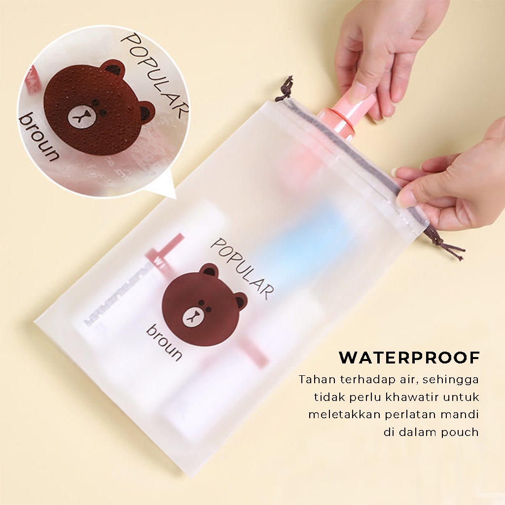 Travel Pouch Serut Organizer Bag Serbaguna Kantong Waterproof Tempat Penyimpanan Kosmetik Sabun Sepatu Sandal Lainnya Tas Make Up Plastik Anti Air Aman Rapi Anti Slip | GROSIRXPRESS