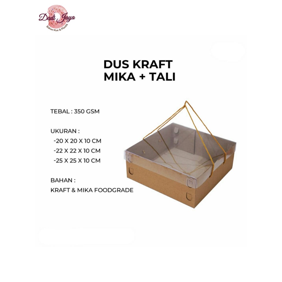 

Kardus Kraft Mika Tali UK 25x25x10 (KEMASAN 1PCS)