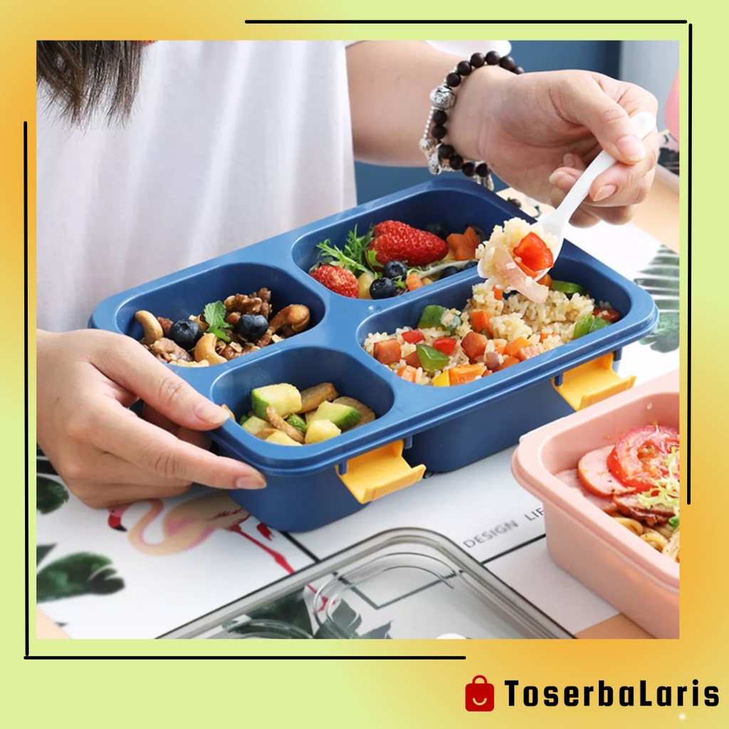 Kotak Bekal Makan 4 Sekat Anti Bocor Lunch Box 4 Sekat Murah Ekonomis