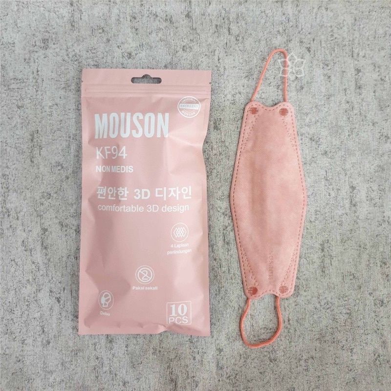 KF94 MASKER FACEMASK MOUSON / CAREION / ONCARE 4PLY ISI 10 PCS WARNA HITAM - PUTIH-GRDASI ABU DR ITC/KF