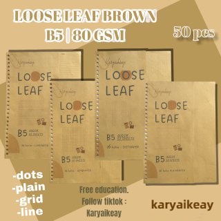 

LOOSE LEAF KRAFT COKLAT B5 , A5 80 GSM ISI BINDER REFILL