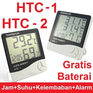 HTC HTC-1 HTC-2 Thermometer Hygrometer Digital Higrometer Termometer Ruangan Clock Temperature Humidity