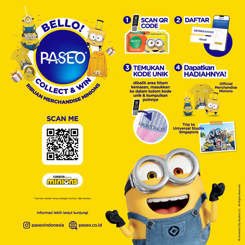 Paseo Minion Series Elegant Towel Roll White Emboss 1 Roll 70 sheets