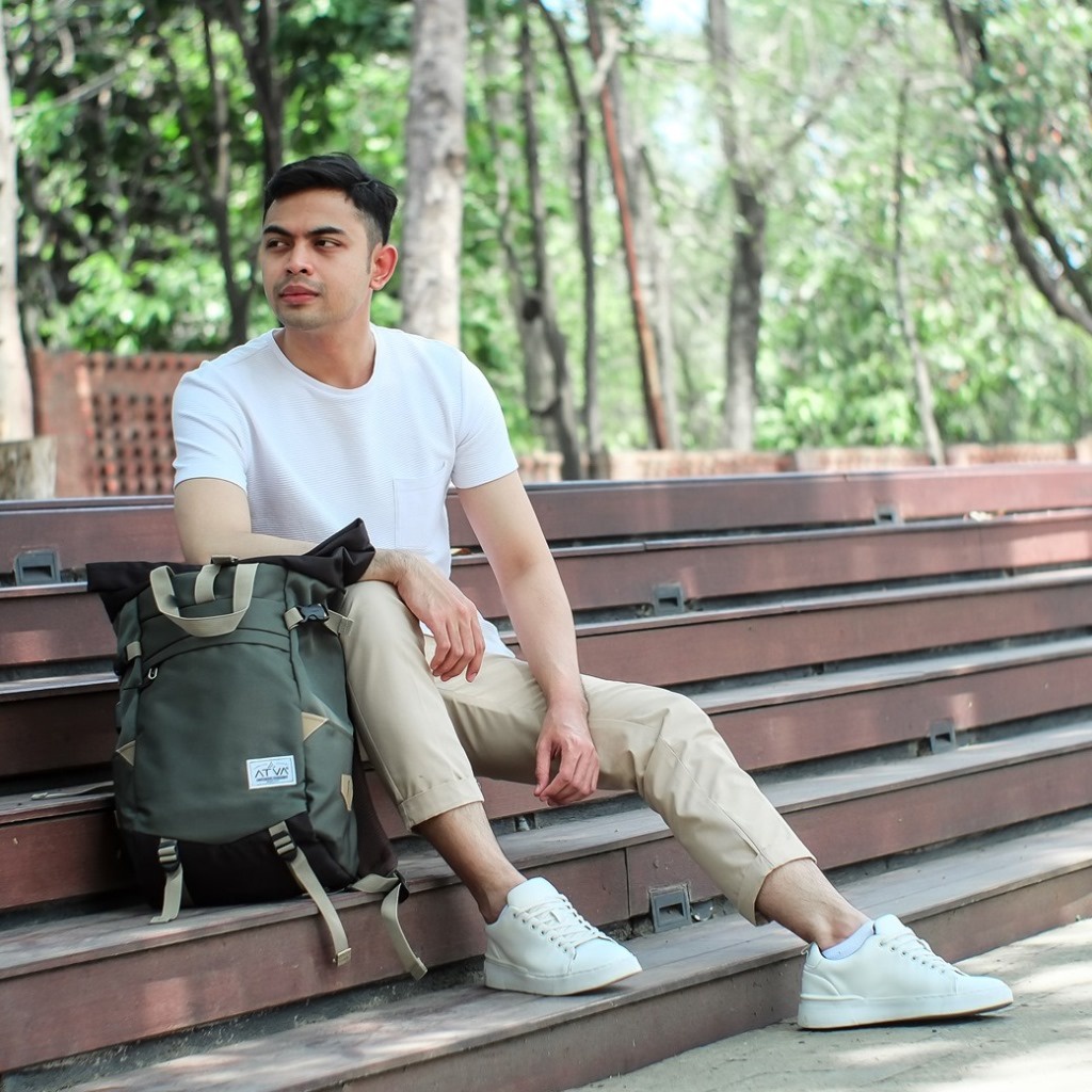 HARRIER OLIVE BLACK ORIGINAL x ATVA Ransel Casual Hijau Hitam Pria Wanita Daily Backpack Kuliah Kampus Kerja Kantor Sekolah SMA SMK Tas Punggung Laptop Ukuran Besar 14 Inch Rolltop Bagpack Distro Premium Roll Top Outdoor Travel Traveling Bag Keren Branded