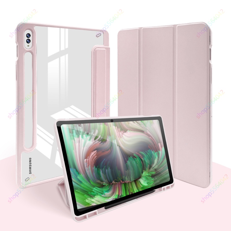 DETACHABLE Hybrid Magnetic Flip Smart Cover Leather Stylus Spen Holder Samsung Tab s6 lite Tab s7 s8 a7 lite S7 FE CASE COVER CASING Transparan