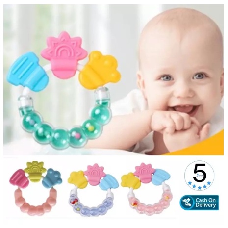 Mainan gigitan bayi/Mainan Rattle Genggam Bayi Gigitan Empeng Buah Plastik Dengan Teether Gelatin/Gigitan bayi teether