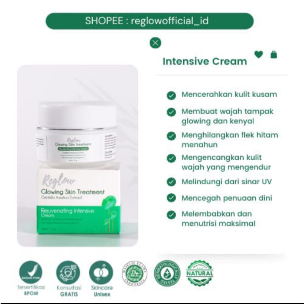 REGLOW REJUVENATING INTENSIVE CREAM Skincare Original dr. Shindy Bpom dan Halal Hallal MUI (Dijamin 