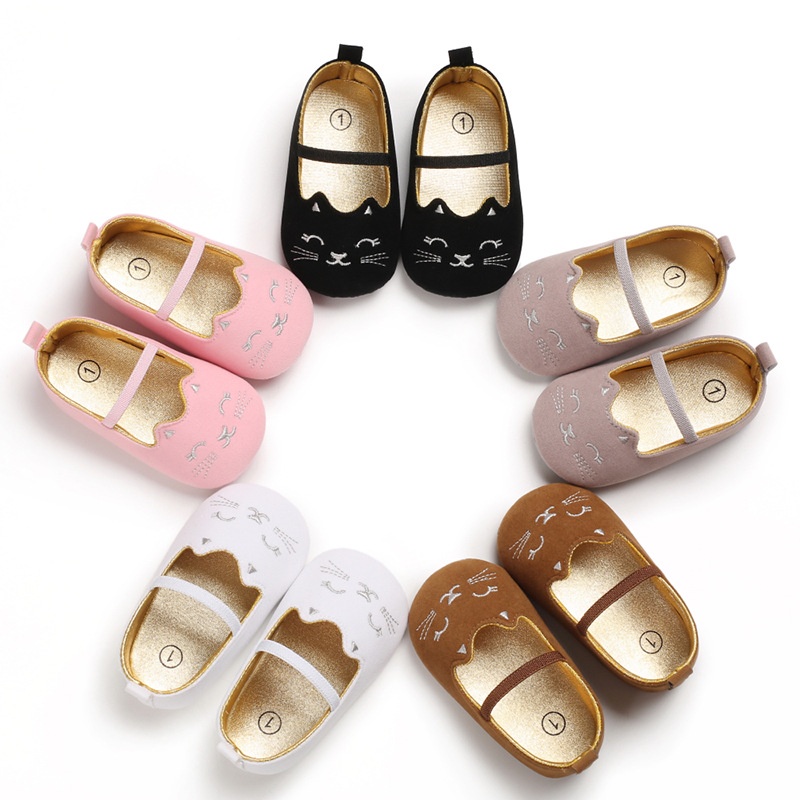 Prewalker Girl Flat shoes Cat  Bordir - Sepatu bayi Perempuan usia 0-18 bulan