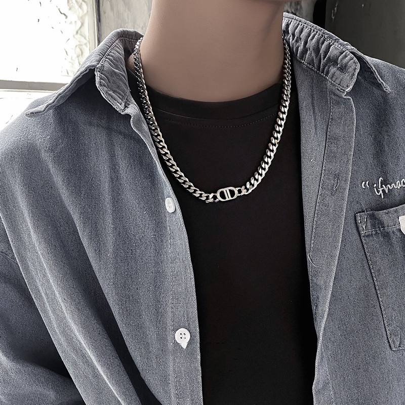 Kalung Bahan Titanium Steel Gaya Hip Hop Untuk Pria