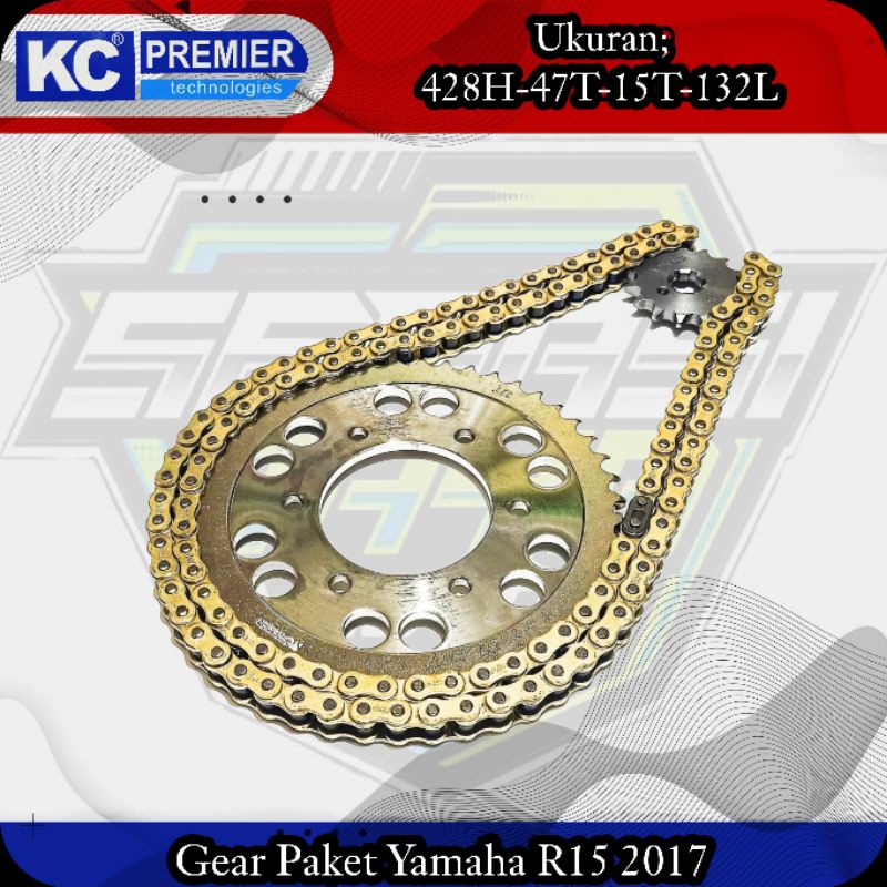 KCP GIR GEAR PAKET R15 2017 6Hole (428H/47T/15T/132L) / KC PREMIER GIR SET YAMAHA R15 2017/2018