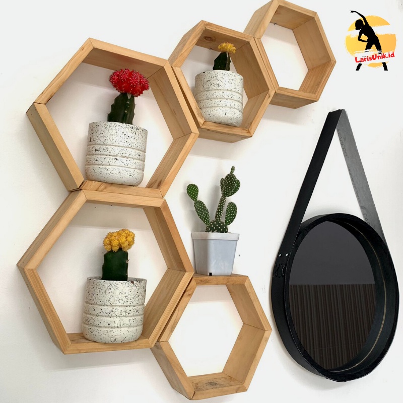 Aesthetic Mirror Cermin Bulat Bulet Gantung Dinding Dekorasi Hiasan Untuk Rumah Kamar Tidur Wastafel Mandi Toilet Besar Diameter 35CM Cermin Hias Rias Dandan Make Up Kosmetik Ceweek Motif Kayu Vintage Bundar Hanging Miror Murah Tali Frame Tebal