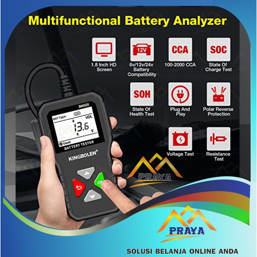 3 in 1 KINGBOLEN BM550 DIGITAL AKI TESTER ACCU MOBIL TRUK 12V 24V 36V BATERAI LISTRIK BUS TES KING BOLEN BM 550