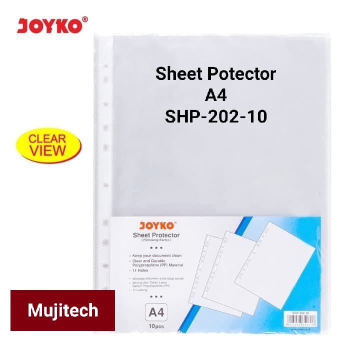 

JOYKO SHEET PROTECTOR PELINDUNG KERTAS MAP PLASTIK A4 F4 (1 PACK ISI 10 SHEET)