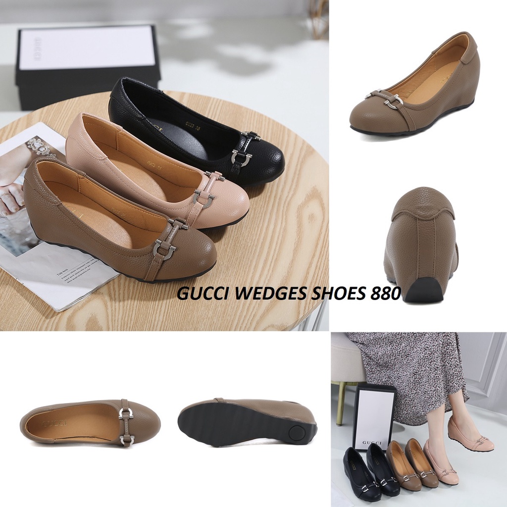 SEPATU WANITA WEDGES KULIT SHOES 8803