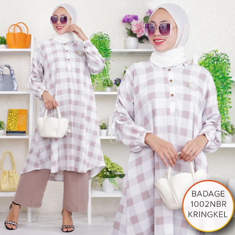 one set setcel setelan tunik wanita crinkle