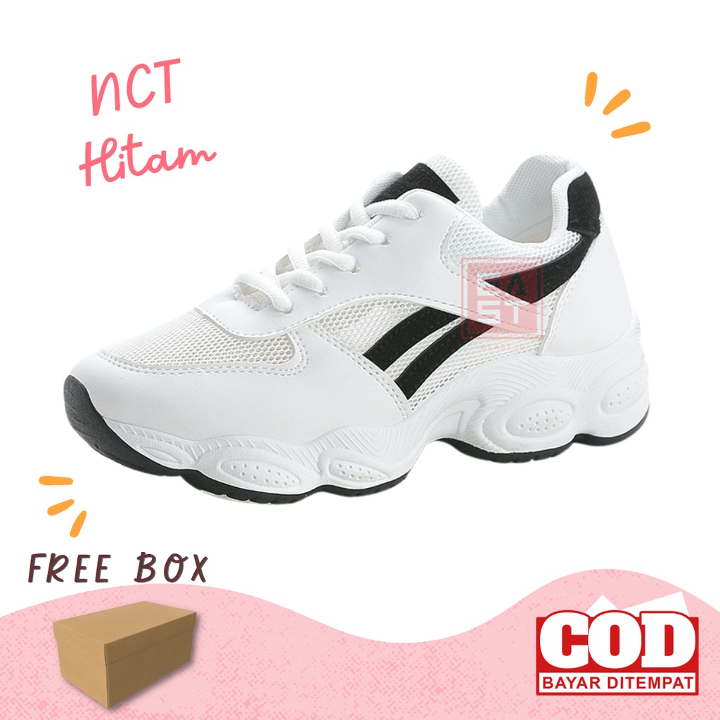 Sepatu NCT Hitam Sneakers Kanvas Wanita Casual Import Sport Shoes Original