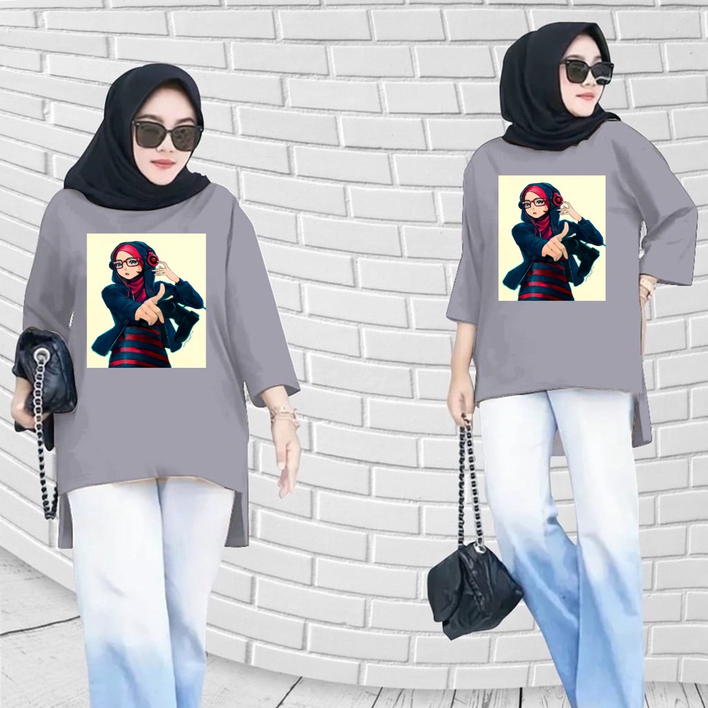 GSC - Tunik basic wanita hijab's / Long tunik ANIME 014 / Tunik wanita dewasa / tunik jumbo motif