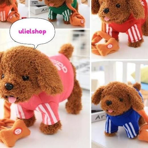 Boneka anjing / boneka PUPPY music bisa berjalan dan bergoyang - Merah