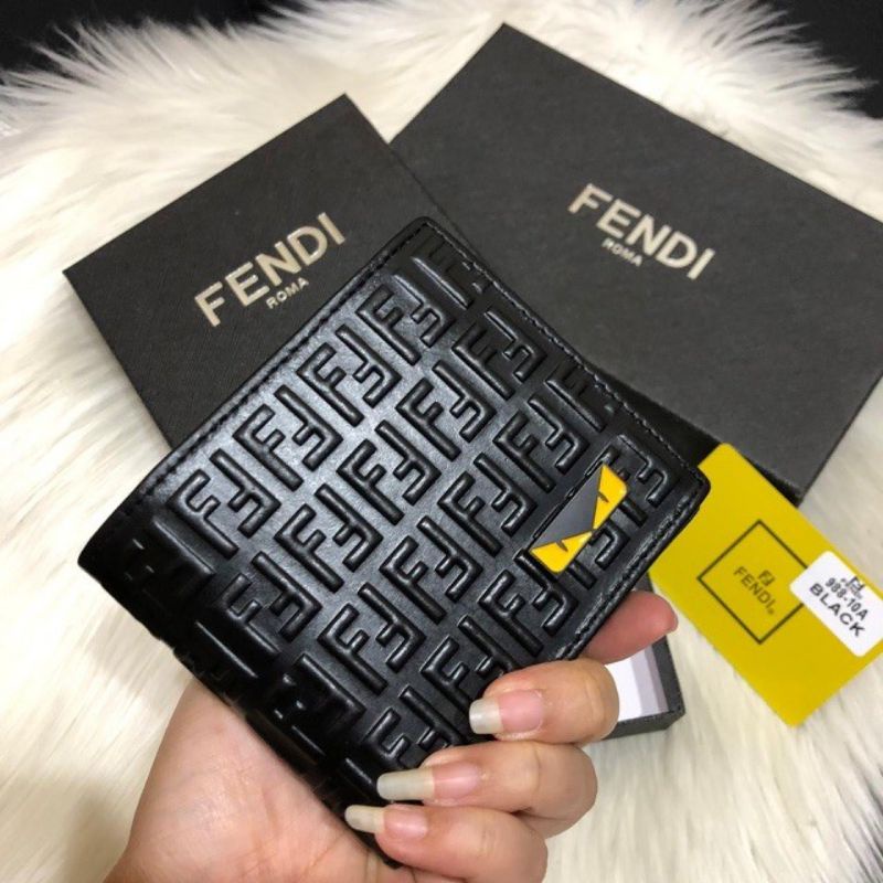 Dompet Fendi Pria/Wanita Kulit Embos Dompet lipat free Box