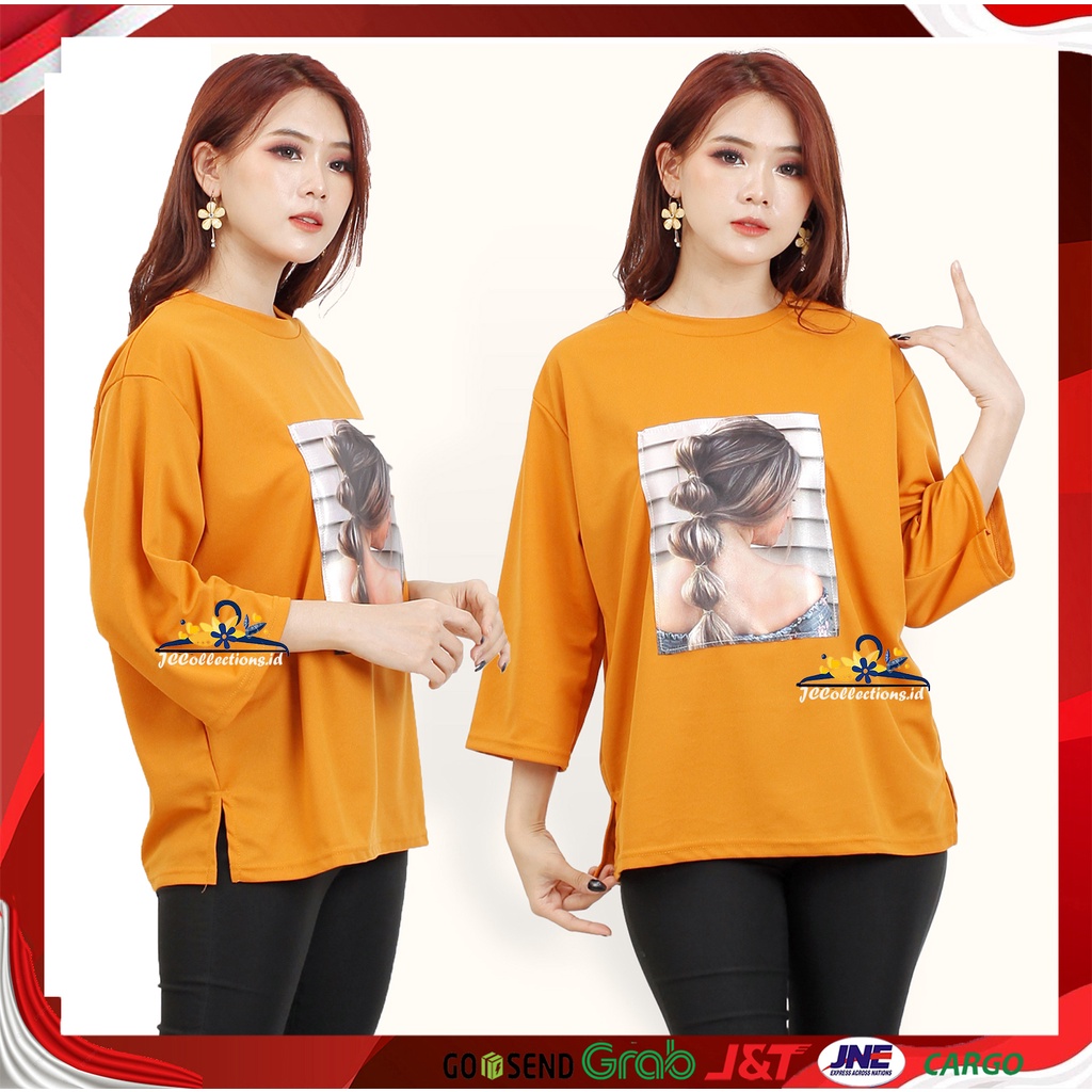 Tshirt Kaos Jumbo Wanita Motif Print DTF / Kaos Lengan Panjang Jumbo Wanita Kirstabella JCCollections