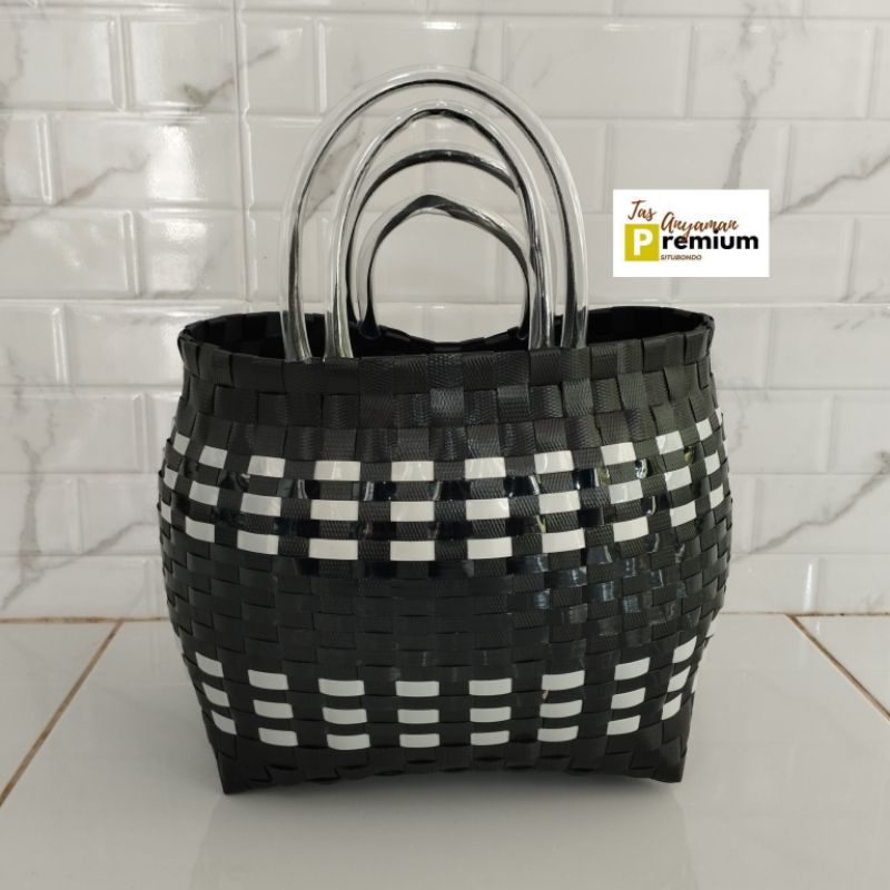 (UK 4 Sarung) Tanggung Oval (23x14x23cm) Tas Anyaman/Tas souvenir/Tas hajatan/Tas Belanja