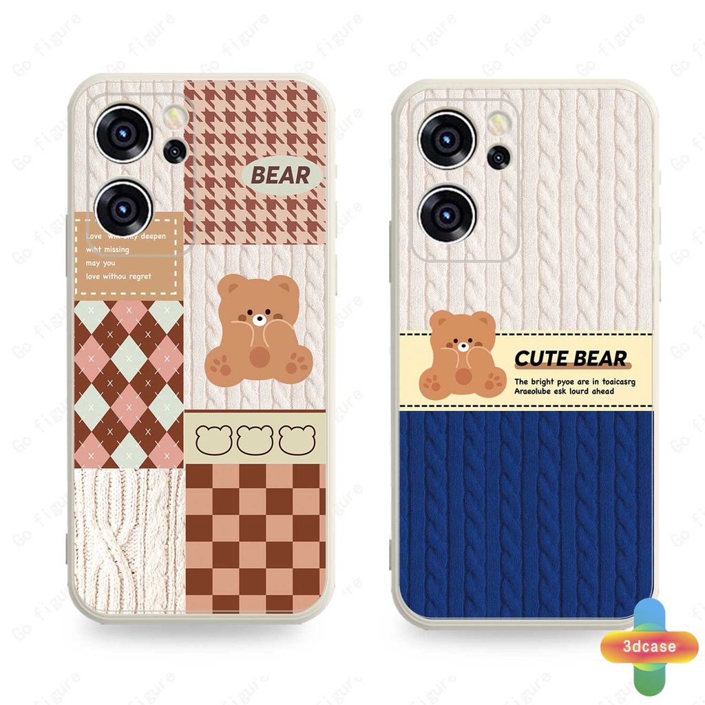 OPPO A54 A5S A3S A57 A15 A76 A96 A16 A95 A55 A7 A5 A9 A31 A53 A33 2020 A12 A1K A77 A54S A77S Reno 7 9 8 6 4 5F 4F  5 06 Lite A74 A15S A52 A11K A92 A35 A11 A93 A32 A72 A94 A53S F19 F21 F17 Rajut Motif Kotak Kartun Soft Case Beruang