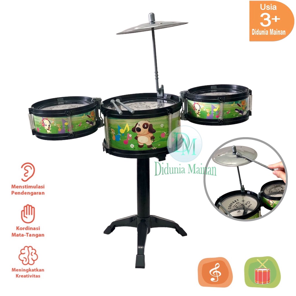 Mainan alat musik anak mini drum stick music jazz set 3 pcs